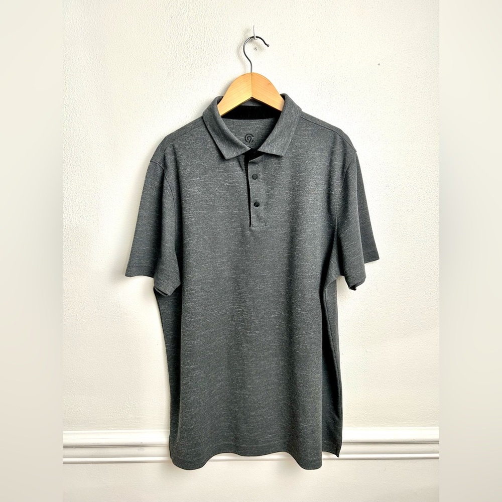 Champion Men's 1/4 Short Sleeve T-Shirt Snap Button Black/Gray Size M